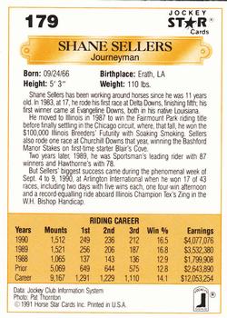 1991 Jockey Star Jockeys #179 Shane Sellers Back
